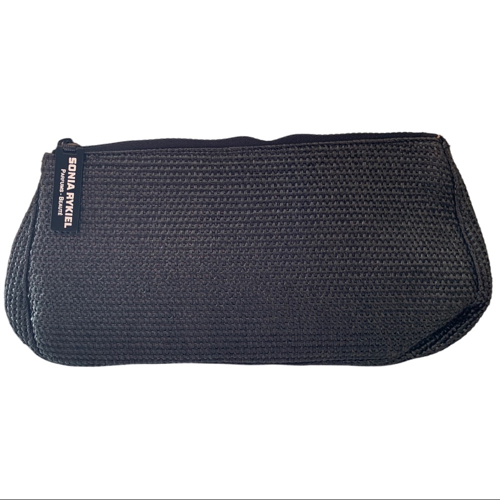 NWOT Sonia Rykiel Parfums Black Tie Basket Weave Makeup Bag Cosmetic Case